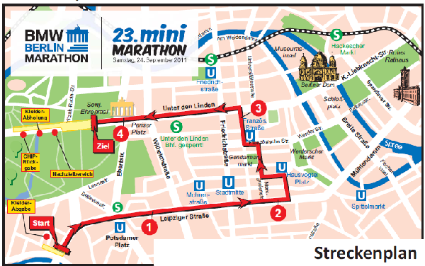 Streckenplan des 23. Mini-Marathons in Berlin